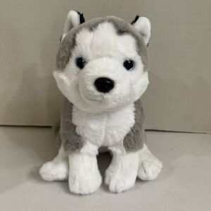 Hugs And Cuddles Husky Puppy Dog Plush Grey Blue Eyes 9” Sitting